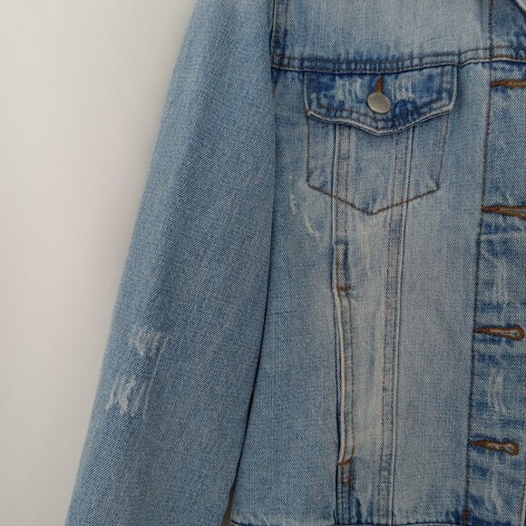 ASHLEY VINTAGE CHARM Faded Blue Denim Jean Jacket Womens Size Medium - Picture 5 of 8